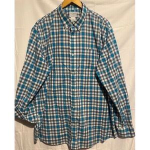 L.L. BEAN Men's X- LARGE‎ LONG Sleeve Button UP Shirt 33X27 PLAID TALL